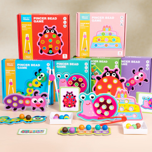 Juego <span class=keywords><strong>de</strong></span> Pinzas con Cuentas <span class=keywords><strong>de</strong></span> Madera con Múltiples Temas <span class=keywords><strong>de</strong></span> Dibujos Animados, Rompecabezas para Niños, Educación Preescolar, Entrenamiento <span class=keywords><strong>de</strong></span> Motricidad Fina, Tarjetas <span class=keywords><strong>de</strong></span> Aprendizaje - Product Image 2