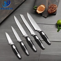 Ensemble de couteaux de chef en acier inoxydable de qualité alimentaire Royal Line avec logo personnalisé, 6 pièces, avec manche coloré doux pour une utilisation en cuisine