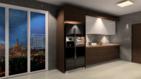 Système de meuble de cuisine modulaire italien simple, préfabriqué, en résine stratifiée, avec robinet au design moderne, pour armoire de cuisine philippine