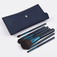 Lot de 7 pinceaux de maquillage professionnels en poils synthétiques avec manche en bois pour les yeux et le visage, incluant un pinceau plat pour le correcteur, faible MOQ