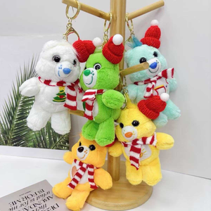 Factory Colorful Bear Christmas Keychain Set Cartoon Plush <b>Toys</b> 4inch <b>Stuffed</b> Animal <b>Toys</b> Claw Machine <b>Toys</b> for Kids Party Bag - Product Image 1