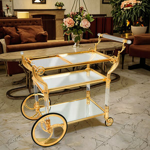 मध्ययुगीन विंटेज होटल ट्रॉली रेस्तरां परिवार डाइनिंग कार कॉपर ट्रॉली लक्जरी गोल्डन सेवारत कार्ट्स - Product Image 3