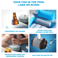 Fauteuil flottant gonflable en PVC rechargeable avec double moteur et 2 compartiments de rangement, chaise longue électrique aquatique pour adultes
