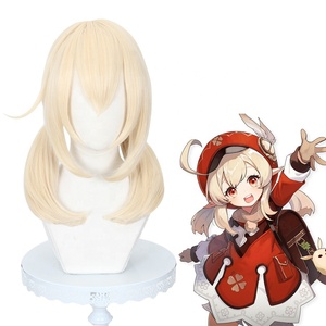 Peluca de <span class=keywords><strong>Cosplay</strong></span> de <span class=keywords><strong>Klee</strong></span> de <span class=keywords><strong>Genshin</strong></span> <span class=keywords><strong>Impact</strong></span> al por Mayor, 45 cm, Larga Mediana, Beige Mixto, Sintética, Resistente al Calor, Pelucas de Anime - Product Image 1