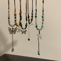 Collier en céramique Aiqi pour femme, long collier de perles papillon, chaîne de pull faite à la main, chaîne de clavicule, style artistique rétro