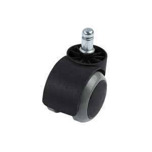 Roulettes de mobilier pivotantes de 2 pouces en nylon gris PU silencieuses pour chaise de bureau avec tige filetée et roulement simple - Product Image 1