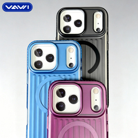 VAWI B338 Coque de téléphone magnétique antichoc en PC ondulé tendance pour iPhone 16 17 18 Pro Max, étui de protection étanche