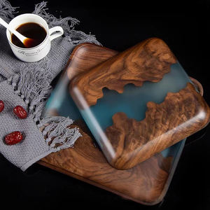 Nampan bulat <span class=keywords><strong>resin</strong></span> epoksi kenari hitam Mix nampan kayu soilid <span class=keywords><strong>resin</strong></span> Sungai Biru kitcehn piring makan persegi - Product Image 1