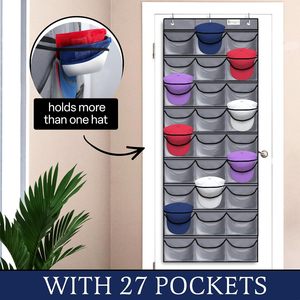 Organisateur de chapeaux à 27 poches, support de rangement transparent à suspendre sur la porte pour casquettes de baseball et vêtements - Product Image 5
