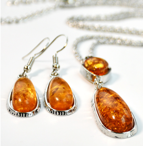 Conjunto de colgante de ámbar Piebald de cristal de cuarzo natural de alta calidad de proveedor al por mayor collar de plata para mujer a la venta - Product Image 5