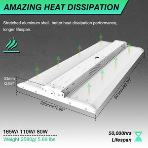 Éclairage linéaire industriel NGTlight 500W - 80W à profil en aluminium avec capteur intelligent pour entrepôt, atelier, usine - Product Image 2