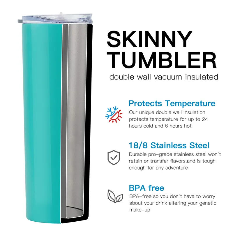 WeVi 16Oz 20 Oz Hai Lớp Thép Không Gỉ Cách Nhiệt Cup Turner Slim Thăng Hoa Skinny Tumbler Với Rơm & Bàn Chải