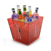 Seau à glace créatif en plastique transparent noir, jaune, bleu, champagne, 3,5 L, 5 L, pour bière, vin, restaurant, avec logo de marque personnalisé