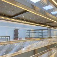 Vitrine réfrigérée de luxe pour pâtisseries et gâteaux avec cadre en acier inoxydable et verre trempé pour les pâtisseries