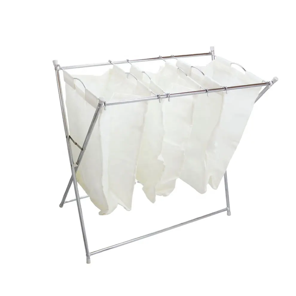 Gấp X-frame 3 Phần Giặt Bẩn Hamper Giỏ Giặt Lưu Trữ Túi Quần Áo Bẩn