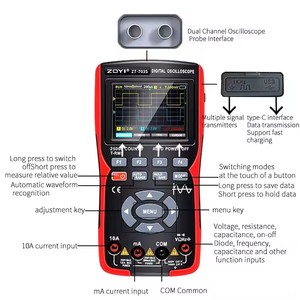 Instrumento de Reparación Automotriz ZT-703S, Medición Multifunción, Pantalla a Color de 3.5 Pulgadas, Ancho de Banda de 50MHz, Precisión del 1%, Digital 3 en 1 - Product Image 3