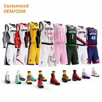 Tenues de basketball personnalisées 100% polyester, sublimation, séchage rapide, respirantes, ensemble de maillots de basketball