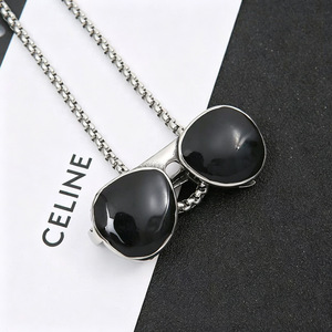 Collier pendentif lunettes de soleil Yunnique en acier inoxydable, chaîne de pull unisexe géométrique tendance - Product Image 1