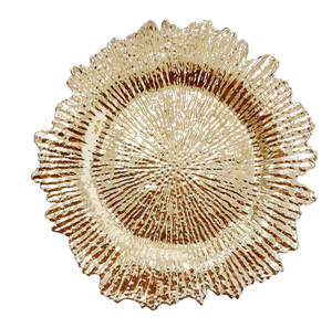 <span class=keywords><strong>Sottopiatti</strong></span> Dorati da 13 Pollici <span class=keywords><strong>Eleganti</strong></span> Piatti Decorativi in Plastica per Matrimoni e Cene - Product Image 1