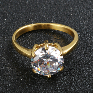 Bague Vintage <span class=keywords><strong>2026</strong></span> en Acier Inoxydable Plaqué Or Tendance avec Zircon Blanc Délicat de Haute Qualité pour Mariage - Product Image 4