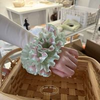 Élastiques à cheveux pour femmes, rose et blanc contrastés, avec dentelle florale, nœuds décoratifs et tresses complètes, écologiques