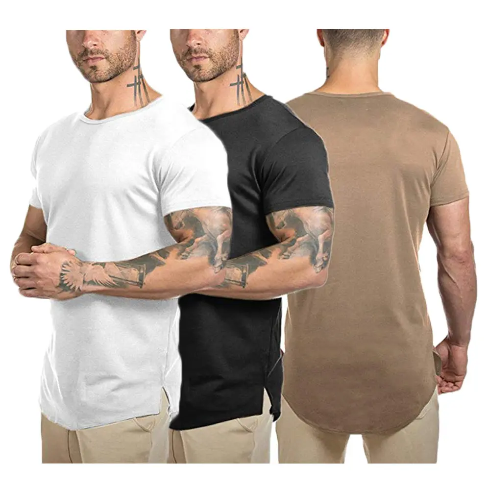Heren hardlopen fitness shirts reliëf oversized t shirt print pima katoen drop shoulder spandex heren t-shirts