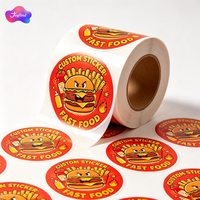 Özel Gıda Etiketi Dijital Baskı Rulosu Logolu Yuvarlak Etiket Hamburger Fast Food Ambalaj Etiketleri Gıda Kabı Kapağı için