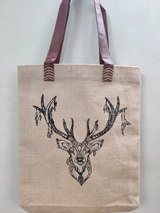 Bolsa de Mano de Yute y Algodón Premium con Laminación Impermeable, Bolsa de Compras Reutilizable, Asas de Tela Resistentes para Compras - Product Image 3