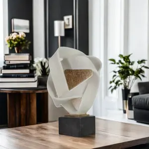 Groothandel Amorfe Kwarts Zandhars Beeld Sculptuur Kunstlint Cirkel Objecten Voor Hotel En Interieur