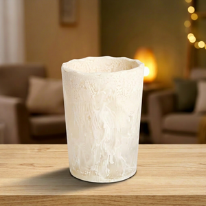 <b>Square</b> Beige Epoxy Resin <b>Vase</b> Modern Minimalist Flower Handmade Home Decor Elegant Centerpiece Durable Water Resistant Unique - Product Image 1