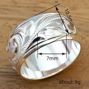 Anillo de boda de plata con diseño floral clásico unisex liso T0194 - Product Image 4