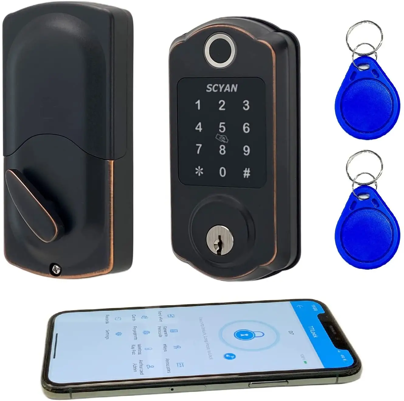 الذكية بصمة قفل ديدبولت دعم TT قفل التطبيق ، كلمة السر ، بصمة ، RFID قارئ بطاقات ومفاتيح فتح