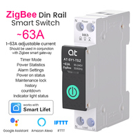 Disjoncteur intelligent Tuya Zigbee AT-SY1-TSZ MCB 1P 1-63A réglable sur rail DIN pour maison connectée, interrupteur télécommandé sans fil