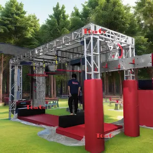 TourGo peralatan lapangan rintangan Ninja Warrior, dalam ruangan luar ruangan untuk taman Gym ukuran dapat disesuaikan untuk melompat