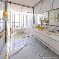 Carrara beyaz mermer banyo döşeme karoları ev villalar için projeleri