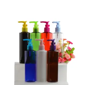 IBELONG toptan 250ml mavi beyaz Amber temizle siyah kırmızı yeşil PET plastik losyon pompa şişesi 250ml tedarikçi