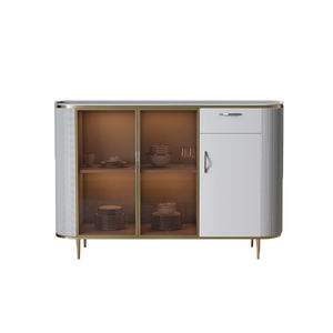 <span class=keywords><strong>Buffet</strong></span> moderne en bois massif avec portes en verre trempé, salle à manger et salon, utilisation hôtelière, meubles de maison - Product Image 6