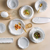 Assiette de dessert en porcelaine Vajilla 14 pouces pour hôtel, mariage, restaurant – Assiette de service blanche pour steak