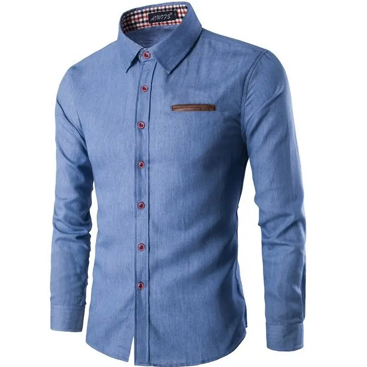 Hot Sale Factory Classic Casual Long Sleeve Plus Size Men Denim Shirt