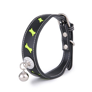 <b>Pet</b> <b>Collar</b> Reflective Bone Shape Bell For Cats And Dogs Fashion Black Red Green Yellow All Seasons - Product Image 5