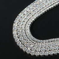 Collier Tennis Unisexe de Luxe Goldleaf en Moissanite Taille Brillant Hip Hop 2/3/4/5/6/6.5mm, Sertissage Griffe en Argent Sterling 925, Effet Glacé