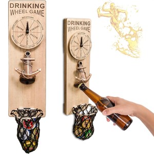 Juego de rueda de la fortuna de madera con abridor de botellas y diseño de ancla para montar en la pared, ideal para decoración de bares en casa. - Product Image 2