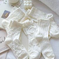Chaussettes Lolita douces en tricot torsadé blanc pour femmes, tendance printemps-automne, mi-mollet