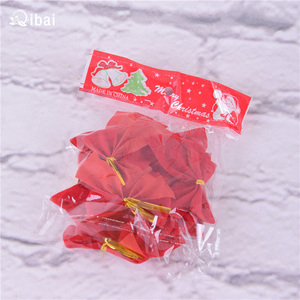 Lazo Decorativo para Árbol de Navidad Qibai, Lazo Rojo con Efecto Flocado, Paquete de 12 Lazos de Cinta - Product Image 6