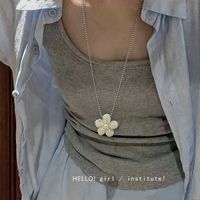 Pull pour femme en pierre naturelle, style coréen, inspiré d'Instagram, avec perles tressées et fleur tridimensionnelle, luxe à prix abordable
