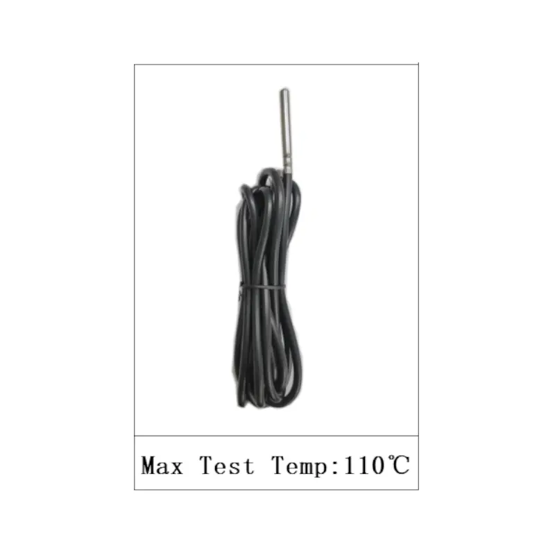 NTC temperature sensor, For high temperature up to 110C application, 5K ohm at 25C, B=3470K (25C/50C), Wire length 2 meter