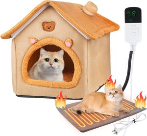 Heiz matte für Haustiere Indoor für Katzen & Hunde Katzen nest kissen mit Heizkissen All-in-One Pet Shelter Hunde bett - Product Image 1
