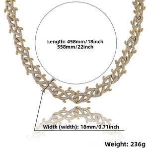 Pulsera de Cadena Cubana con Espinas de Hierro y Circones, Estilo Moderno, Personalizada, Unisex, Hip Hop Urbano - Product Image 4