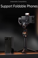 Hohem M7 Stabilisateur Cardan à Suivi IA 3 Axes pour Téléphone, avec Lumière d'Appoint, Écran Tactile Amovible de 1,4 Pouce et Télécommande