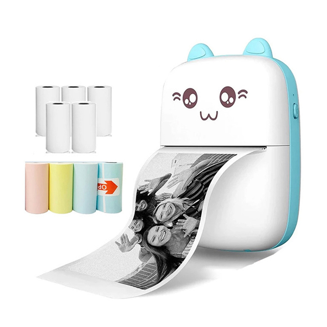 Students Portable Mini Portable Thermal Pocket Mobile Printer Stickers Label Photo Wireless Printer
